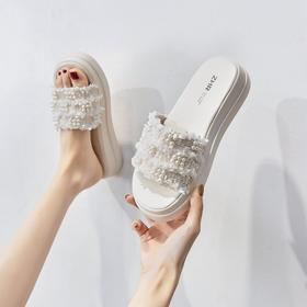 凉拖鞋女2022夏季新款休闲百搭平底外穿拖鞋仙女风时尚珍珠气质女鞋