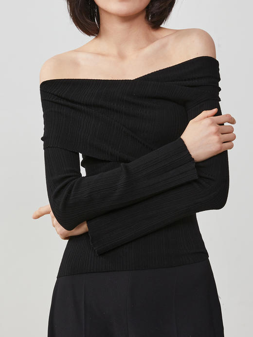 Semplicita | U21 绵羊毛多穿长袖针织上衣  [ 黑 墨绿 ] 商品图1