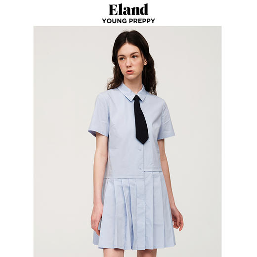 ELAND衣恋褶皱设计衬衣型连衣裙EEOWC25H1C 商品图4