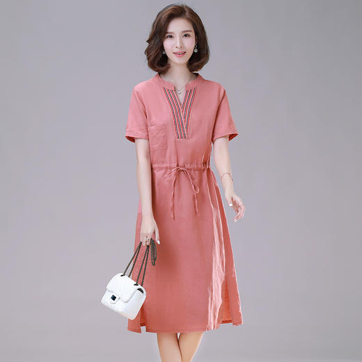 HRFS-WX9769新款时尚优雅气质抽绳收腰显瘦百搭连衣裙 商品图5