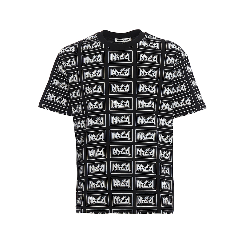MCQ 麦昆 男士标志印花棉质圆领短袖T恤 黑色 291571 RMT30 1000