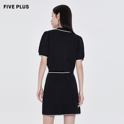 FIVE PLUS2022新款女夏装法式泡泡袖针织衫女时尚两件套开衫2WN2032450 商品图2