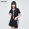 FIVE PLUS2022新款女夏装字母短袖针织衫女短款显瘦上衣2WN2031010 商品缩略图1