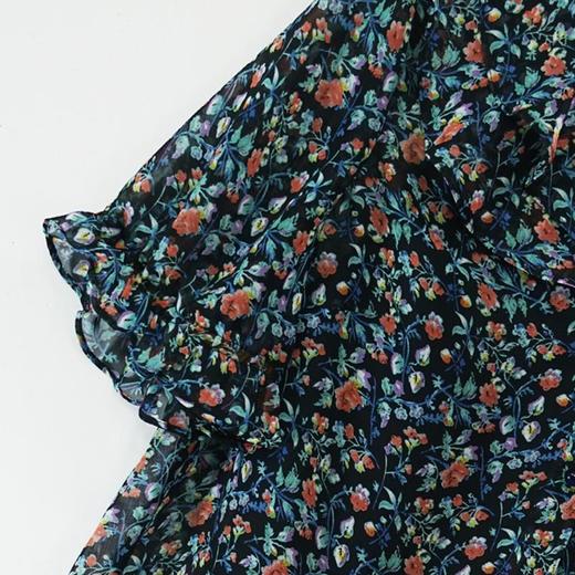 VIVIAN LIU R2233002春女装新款雪纺小碎花荷叶边两件套短袖上衣 商品图3