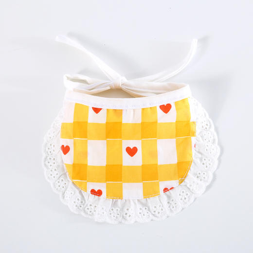 【双面设计 正反可戴】宠物猫咪小狗卡通波点格子花边熊小黄鸭围兜纯棉可爱口水巾项圈兔 商品图7