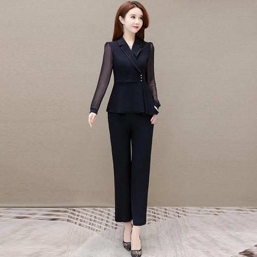 YWE 31H6056时尚高档两件套装雪纺衫裤子 商品图4