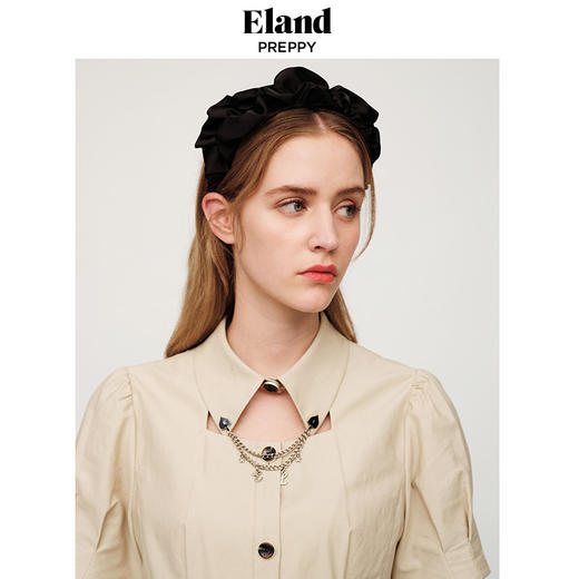 ELAND衣恋女士时尚修身气质衬衣领连衣裙EEOWC25N1C 商品图1