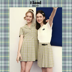 ELAND衣恋学院风甜美格纹褶皱裙摆连衣裙EEOWC25N6M