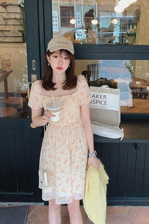 金蘑菇菇【春甜杜桑 印花系列】定制花色！法式碎花连衣裙 商品图1