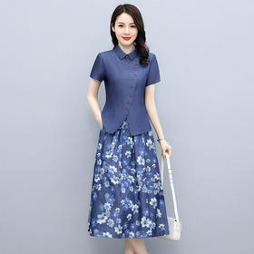 夏季两件套裙通勤圆领时尚高腰韩版A字裙HR-WJ82129