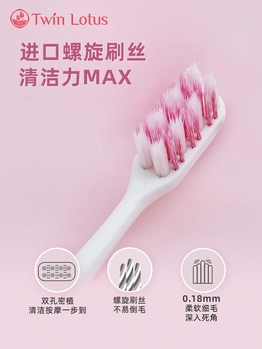 双莲炫洁按摩牙刷进口双莲炫洁按摩牙刷 成人软毛牙刷柔软呵护牙龈 商品图2
