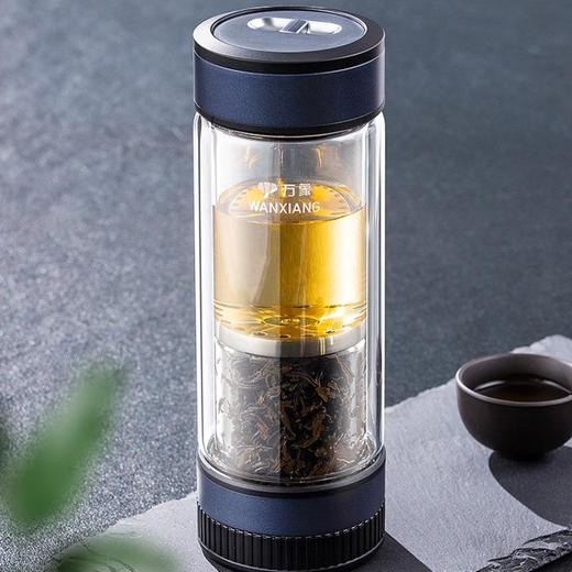 万象玻璃杯 男士茶水分离杯 高档茶杯双层商务水杯隔热高颜值杯子V258L310ML 商品图0
