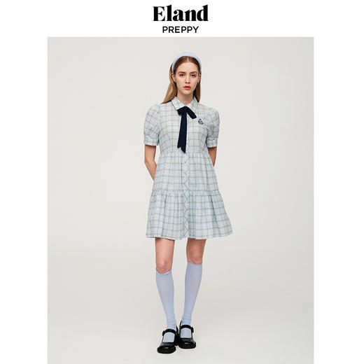 ELAND衣恋街头风格子中长款连衣裙EEOWC25N7B 商品图1