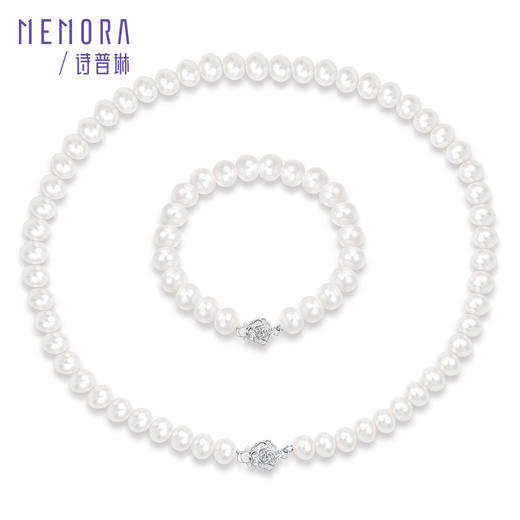 【玫瑰珍珠礼盒套装】玫瑰花银S925珍珠项链/手链送妈妈母亲节礼盒MEMORA诗普琳ZB203201&ZN208501（一口价） 商品图2