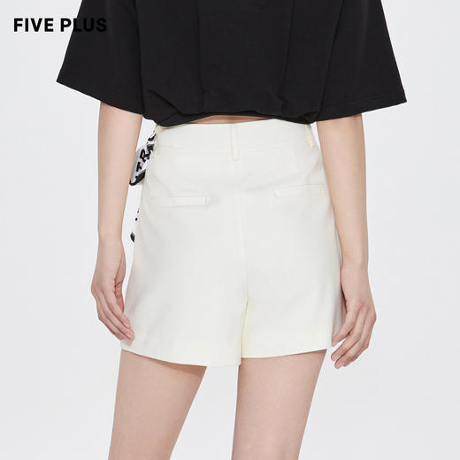 FIVE PLUS2022新款女夏装设计感阔腿短裤女高腰小A字休闲裤子丝巾 商品图2