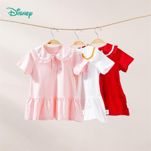 迪士尼夏季新品女童娃娃领可爱短袖连衣裙 商品图0