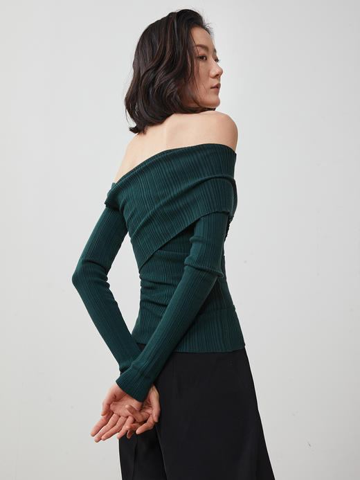 Semplicita | U21 绵羊毛多穿长袖针织上衣  [ 黑 墨绿 ] 商品图7