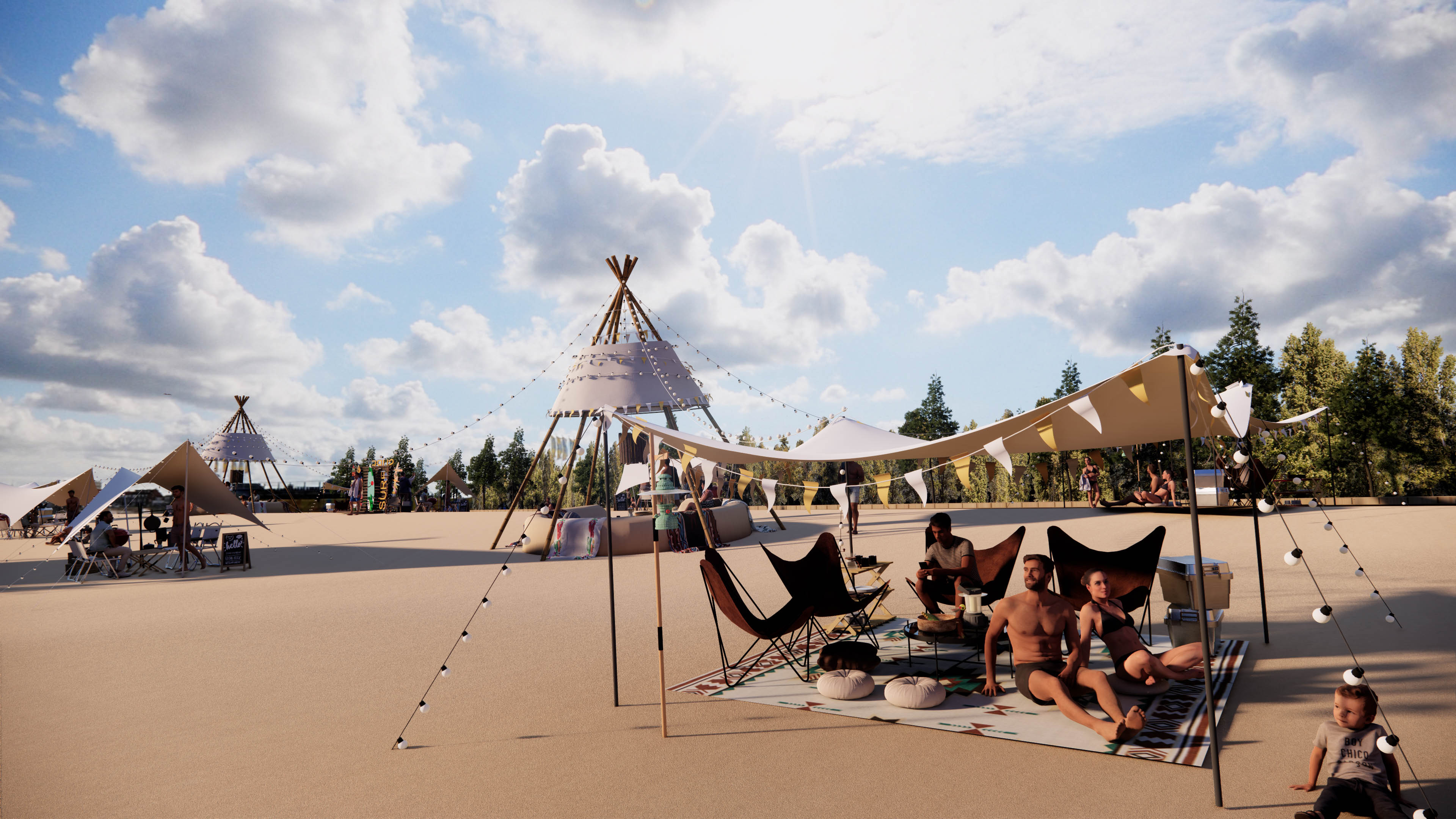 坛南湾不可过夜-6人位白金沙滩天幕客厅方形天幕天幕