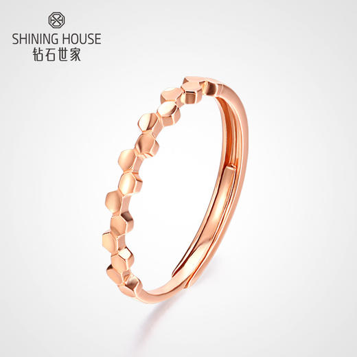 【时尚K金】钻石世家18K金新品时尚波点素金女戒（约1.51±0.1克） 商品图1