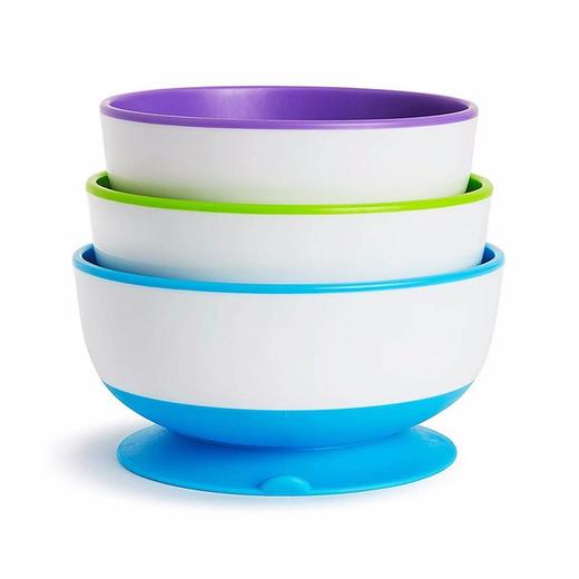 【一般贸易进口】美国Munchkin满趣健多彩吸盘婴儿辅食碗3个/盒 商品图1