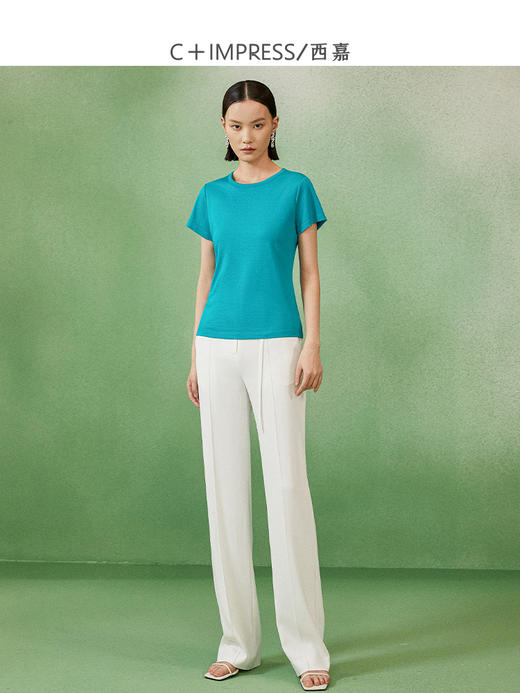 西嘉C+IMPRESS/西嘉BV蓝高腰垂感高Ji防透休闲宽松阔腿裤KZ2202004 商品图3