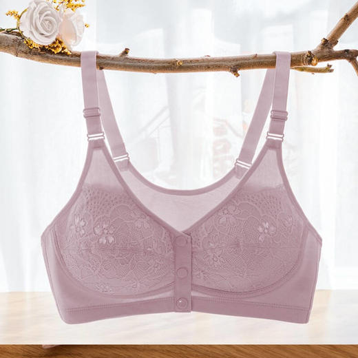 小护士无钢圈文胸中老年棉质胸罩内衣 大码前扣妈妈可调节文胸内衣SMB042 商品图1