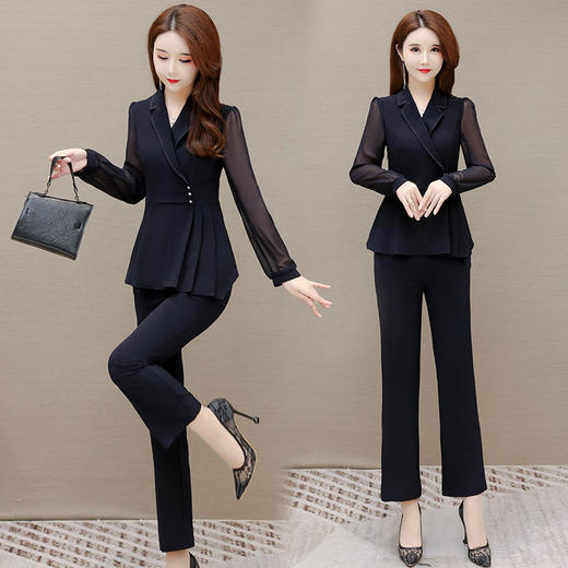 YWE 31H6056时尚高档两件套装雪纺衫裤子 商品图1