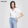 FIVE PLUS2022新款女夏装短袖T恤女宽松刺绣图案V领套头上衣棉质2WN2021240 商品缩略图3