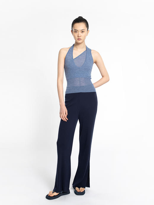 2022新款女士丝光羊毛16针单股平纹针法挂领背心 商品图3