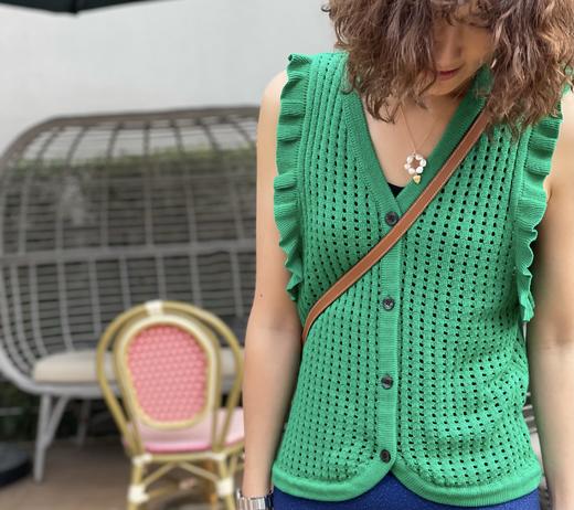 TYNVIE 镂空钩花针织背心-绿色 商品图7