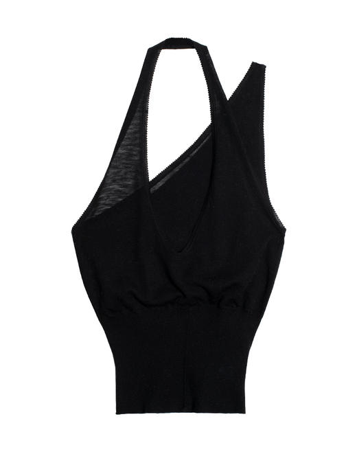 2022新款女士丝光羊毛16针单股平纹针法挂领背心 商品图4