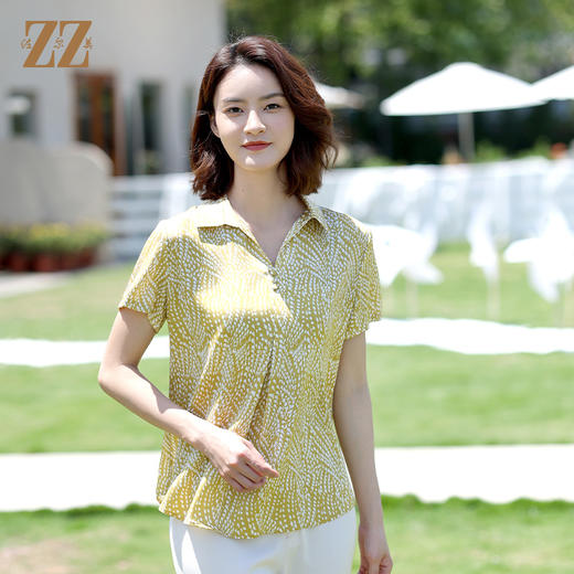 佐尔美夏季新款 桑蚕丝真丝弹力双乔衬衫女E12CS54 商品图2