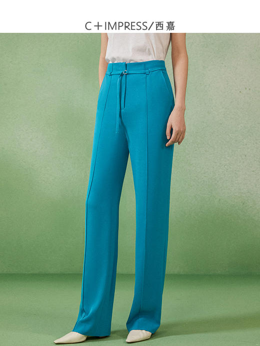 西嘉C+IMPRESS/西嘉BV蓝高腰垂感高Ji防透休闲宽松阔腿裤KZ2202004 商品图1