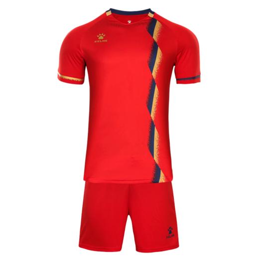 卡尔美足球服套装 成人比赛训练定制球服 V领短袖红色球衣 商品图4