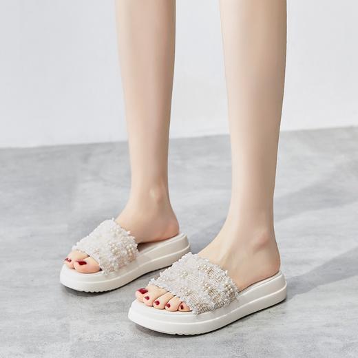 凉拖鞋女2022夏季新款休闲百搭平底外穿拖鞋仙女风时尚珍珠气质女鞋 商品图1