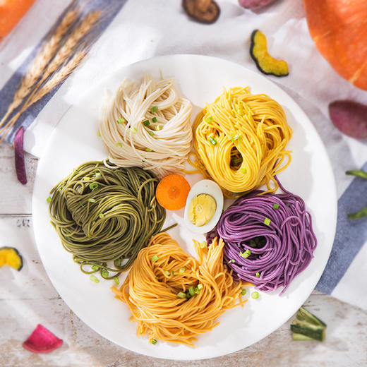 「3袋装！五谷蔬菜面」食尚烩五谷蔬菜面菠菜南瓜胡萝卜紫薯小麦彩色面条细面半干面粮油米面 商品图1