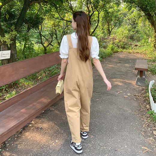 P&X设计师女装 2022夏季新款 梭织背带长裤 卡其 822230096B 商品图2