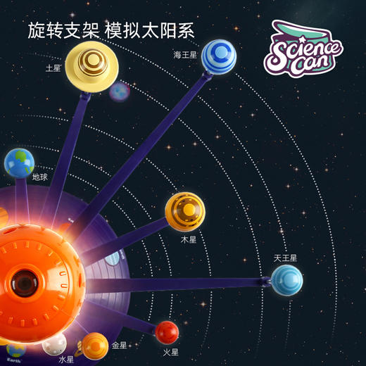 【24个场景投影，8大行星模拟场景，双语教学】儿童stem多功能太阳系行星模型 益智星空灯投影仪玩具 商品图2