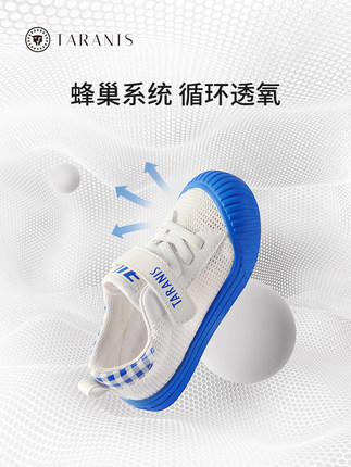 泰兰尼斯311夏季新款男童鞋子幼儿园室内鞋女童网鞋透气宝宝板鞋 商品图1