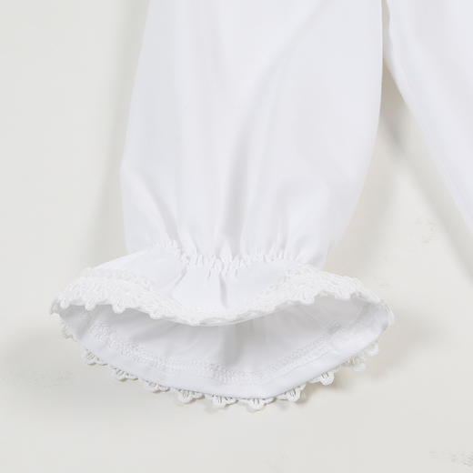 mettekids女童打底衫2022春秋新款儿童T桖荷叶边可爱白色女孩上衣 商品图6