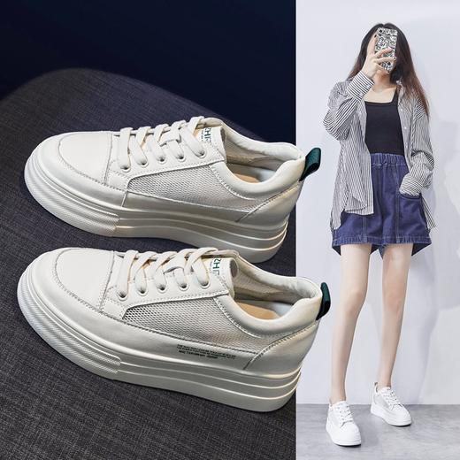 ZHR镂空运动鞋女2022夏季新款ins潮厚底休闲透气网面跑步小白鞋女 商品图0