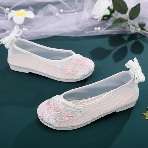 古风平跟牛筋底透气防滑网纱布鞋绣花鞋 BS 商品图3