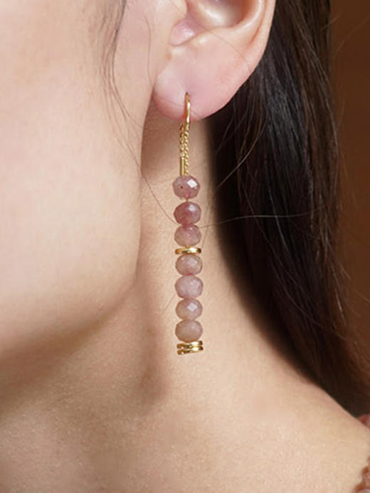 CAPSULE | Wild Pendant Earrings Strawberry quartz [ 草莓晶髓吊坠耳环 粉色 ] 商品图0