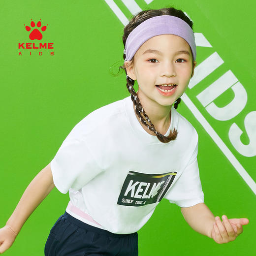 KIDS  卡尔美童装女童纯棉短袖夏季新款时尚纯色休闲T恤 商品图2