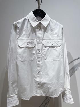 ck Calvin Klein 女士刺绣尖领衬衫