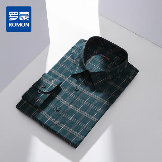 99XC42DC003【专柜定制刺绣款】罗蒙春夏长袖衬衫男士商务休闲百搭弹力刺绣格子衬衣男 商品图5