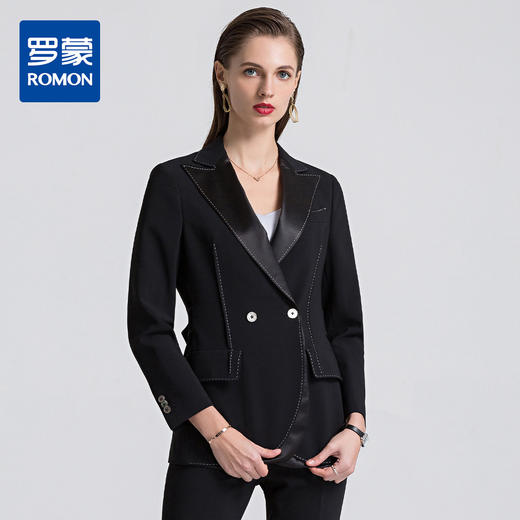 【上衣+裤子】罗蒙春秋女士西服套装两件套商务通勤修身气质女西装 商品图0