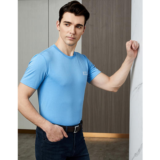 YvesFigarau伊夫·费嘉罗新款夏季男士简约印花舒适透气休闲圆领短袖T恤936855 商品图2