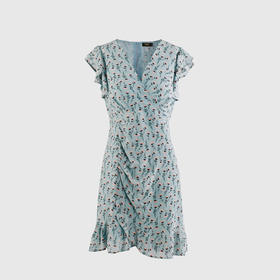 下摆荷叶装饰连衣裙