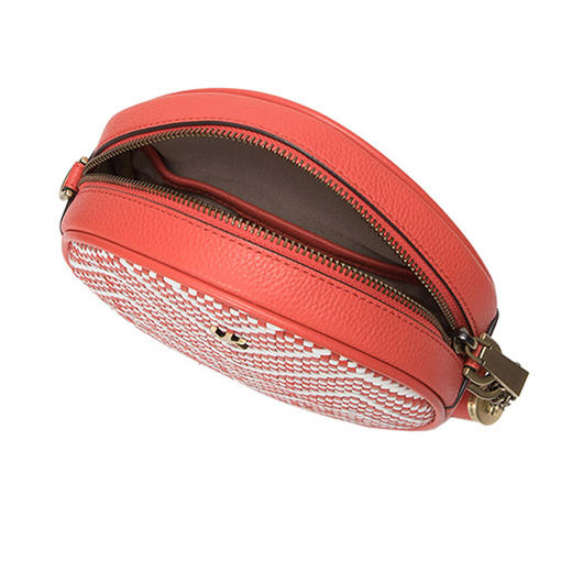 MICHAEL KORS 迈克.科尔斯 MK女包 撞色几何印花皮革斜挎圆包 红白混色 32H8BF5N3U LT TRCTA MLT 商品图3